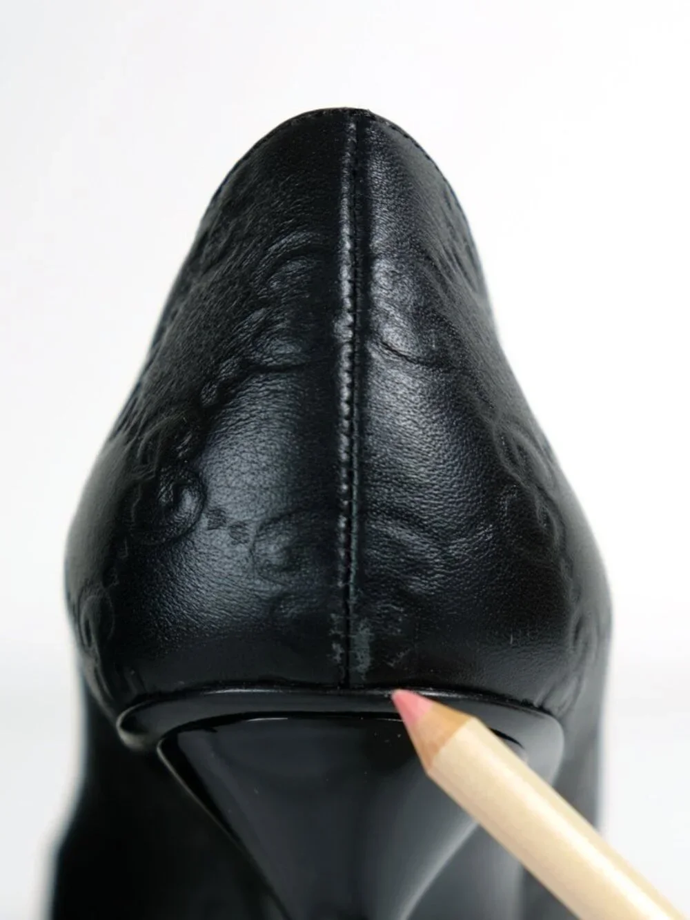 Gucci Guccissima Peep Toe Stilettos, Matte Black